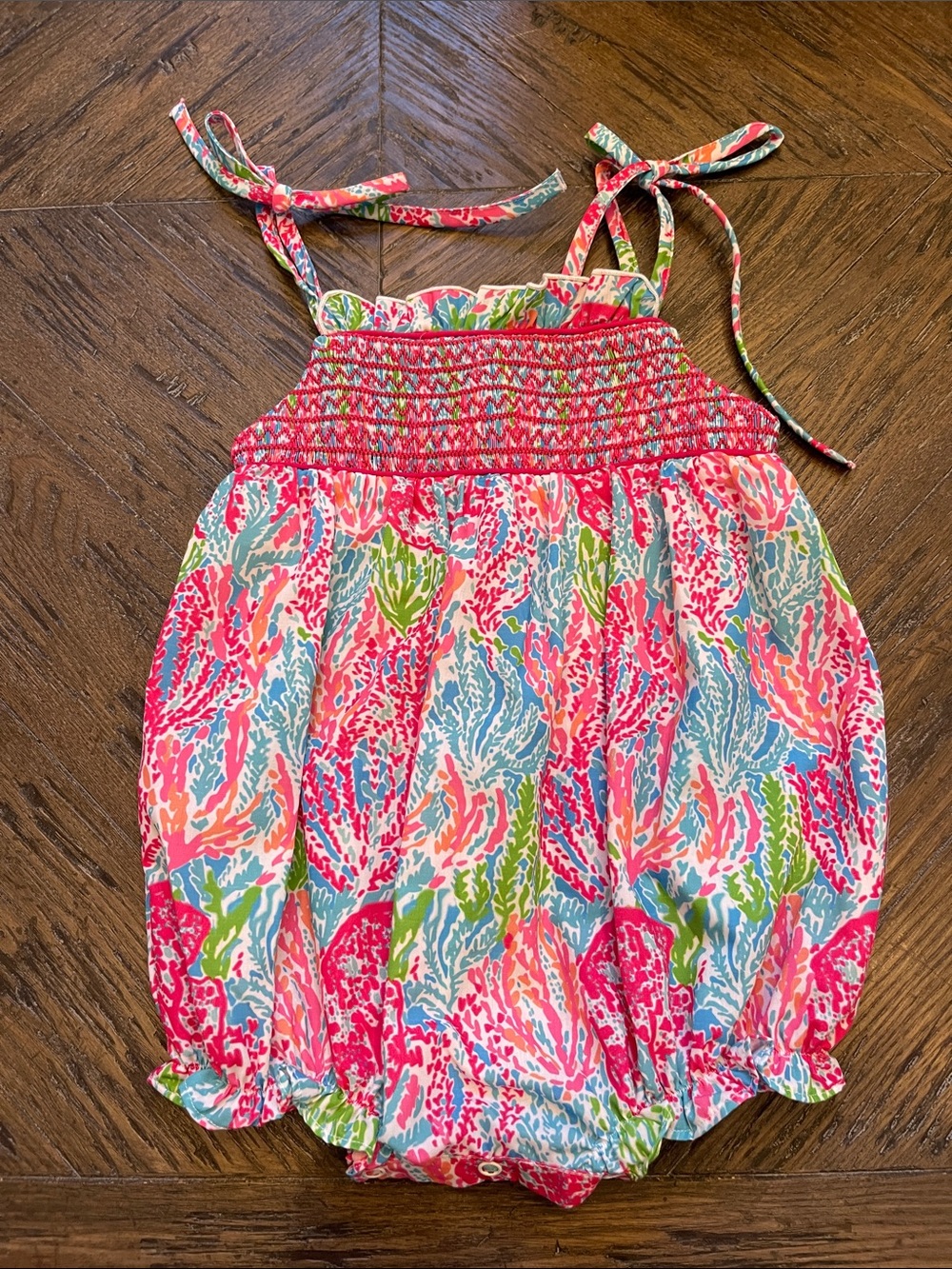 Little Bear Smocks Smocked Bubble Romper - Pink Multi
